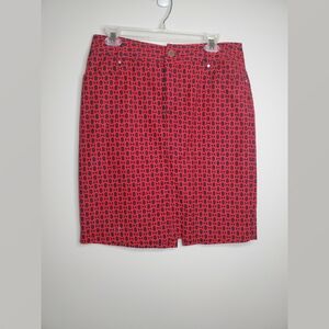 Raphaela Red and Navy Geometric Print Skirt